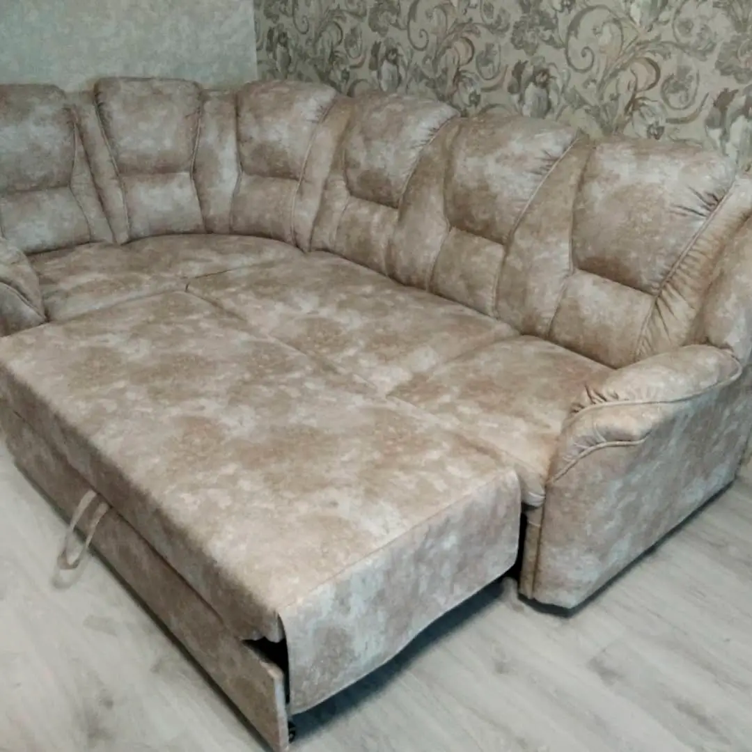 Перетяжка углового дивана после