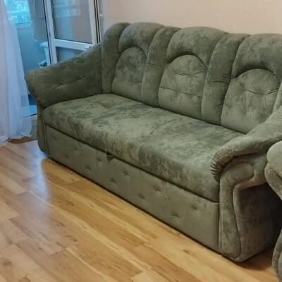 Перетяжка раскладного дивана и кресла