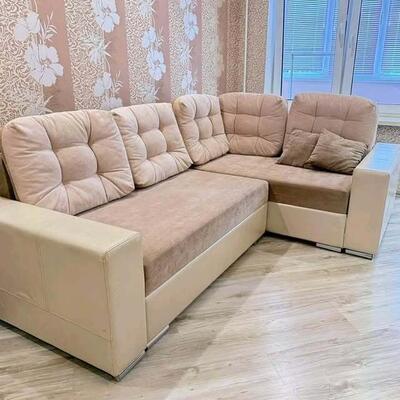 фото До Перетяжка мягкого углового дивана